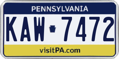 PA license plate KAW7472