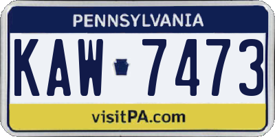 PA license plate KAW7473