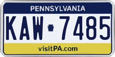 PA license plate KAW7485