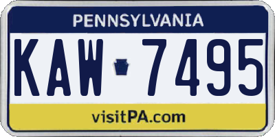 PA license plate KAW7495