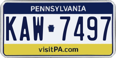 PA license plate KAW7497