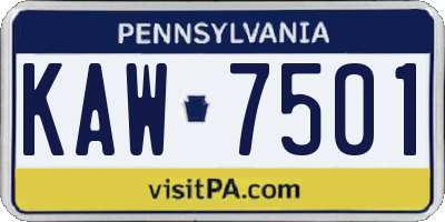 PA license plate KAW7501