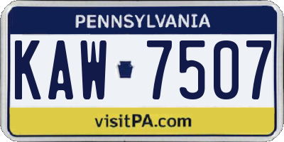 PA license plate KAW7507