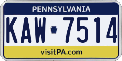 PA license plate KAW7514