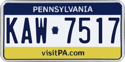 PA license plate KAW7517