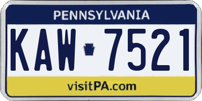 PA license plate KAW7521