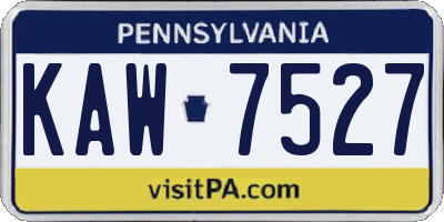 PA license plate KAW7527