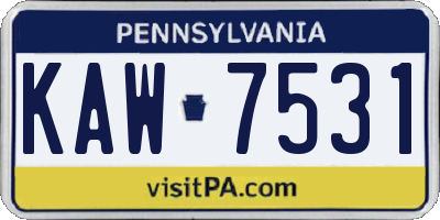 PA license plate KAW7531