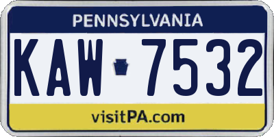 PA license plate KAW7532