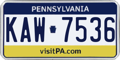 PA license plate KAW7536
