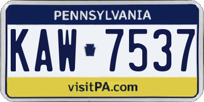 PA license plate KAW7537