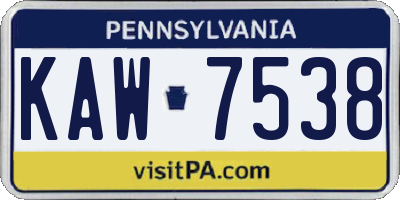 PA license plate KAW7538
