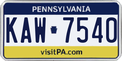 PA license plate KAW7540