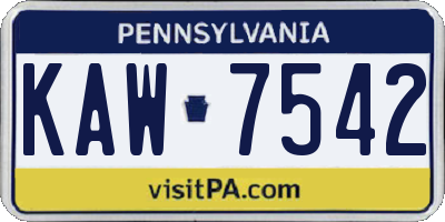 PA license plate KAW7542