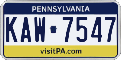 PA license plate KAW7547