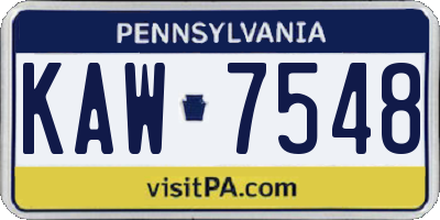 PA license plate KAW7548