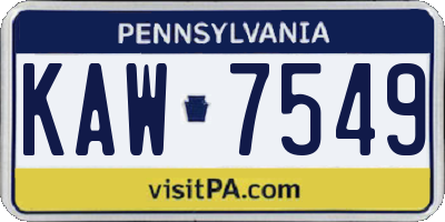 PA license plate KAW7549