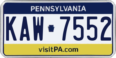 PA license plate KAW7552
