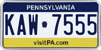 PA license plate KAW7555