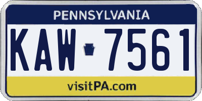 PA license plate KAW7561