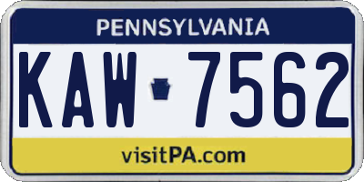 PA license plate KAW7562