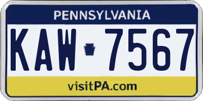 PA license plate KAW7567
