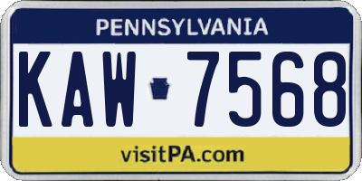 PA license plate KAW7568