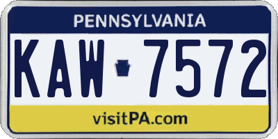 PA license plate KAW7572