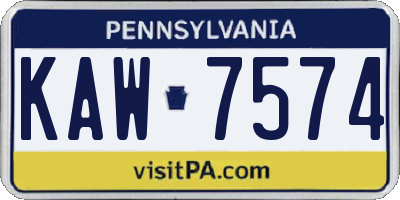 PA license plate KAW7574