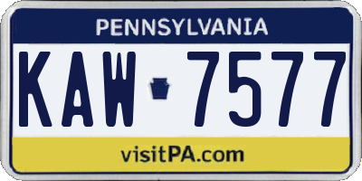 PA license plate KAW7577