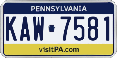 PA license plate KAW7581