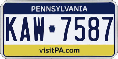 PA license plate KAW7587
