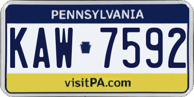 PA license plate KAW7592