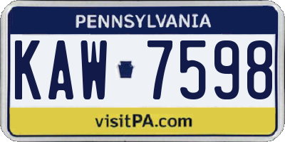 PA license plate KAW7598