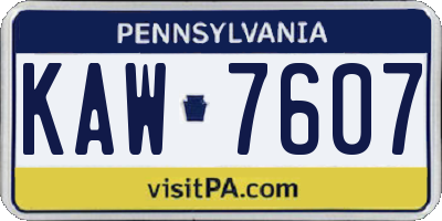 PA license plate KAW7607