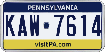 PA license plate KAW7614