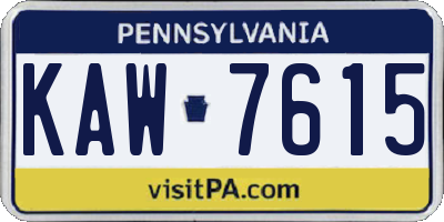 PA license plate KAW7615