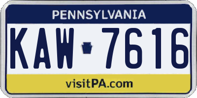 PA license plate KAW7616