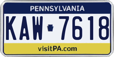 PA license plate KAW7618