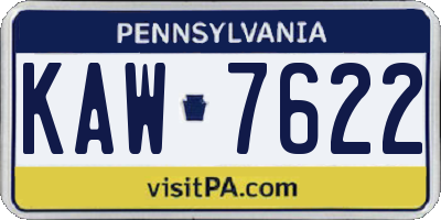 PA license plate KAW7622