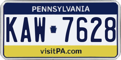 PA license plate KAW7628
