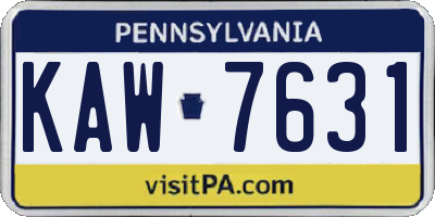 PA license plate KAW7631