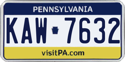 PA license plate KAW7632