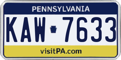 PA license plate KAW7633