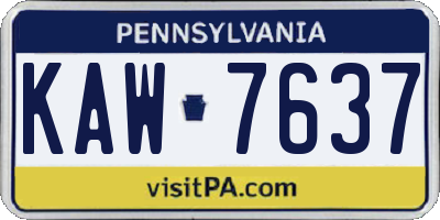 PA license plate KAW7637