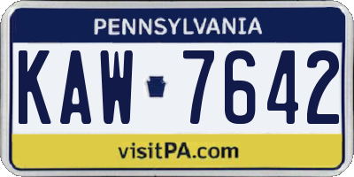 PA license plate KAW7642