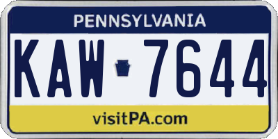 PA license plate KAW7644