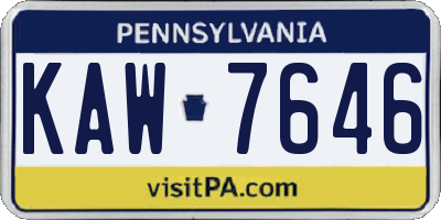 PA license plate KAW7646