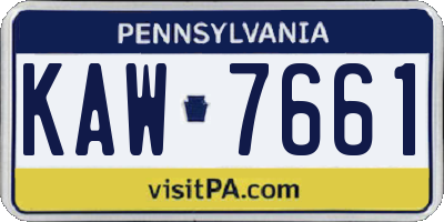 PA license plate KAW7661