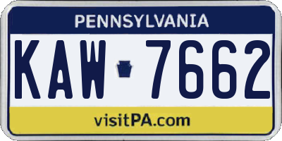 PA license plate KAW7662